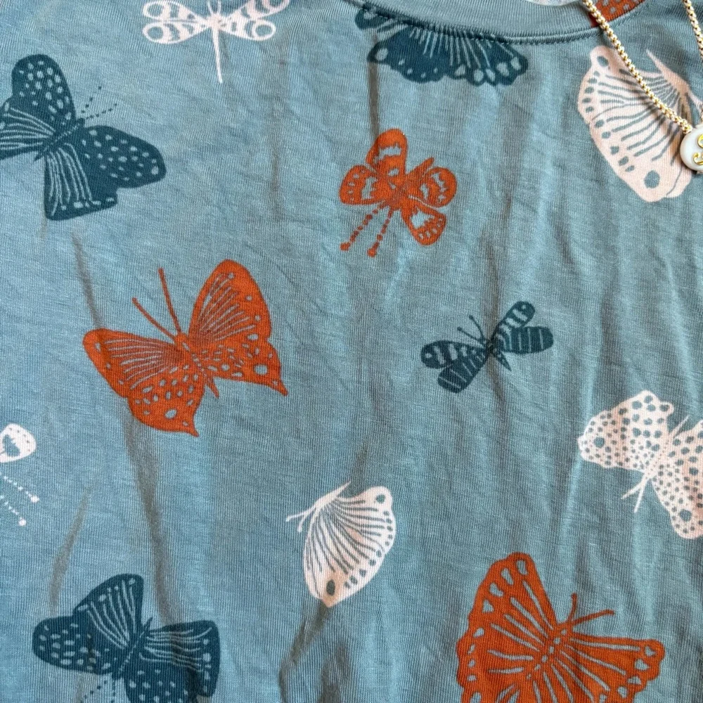 Soft Gallery Butterfly Print Long Sleeve Dress Girls Size 10Y Blue Elastic Waist